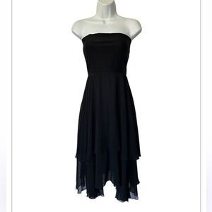 NWT Shan Canada silk Black Strapless Dress handkerchief hem excellent Size 8